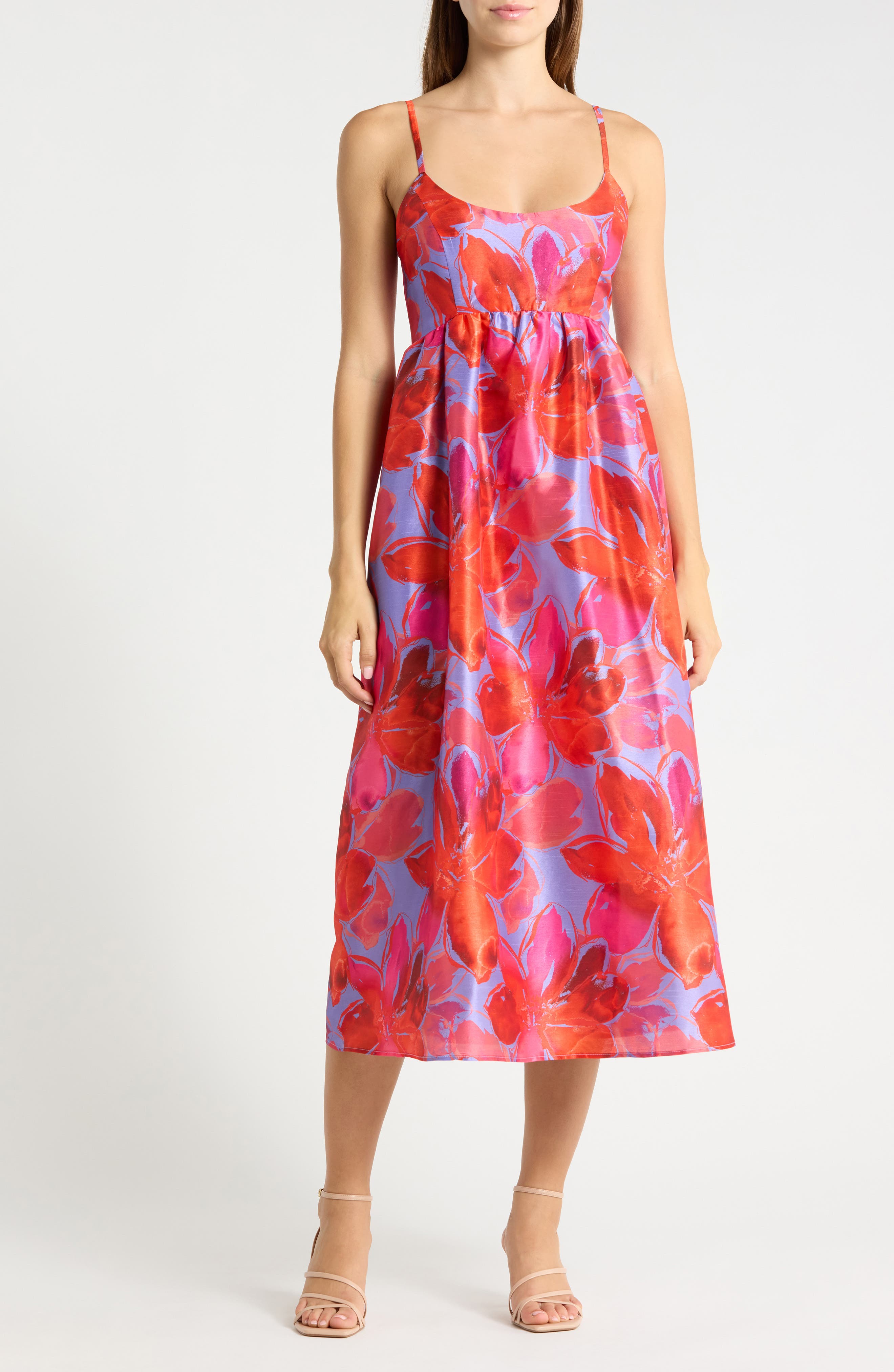 Brixton Floral Empire Waist Fit & Flare Midi Dress