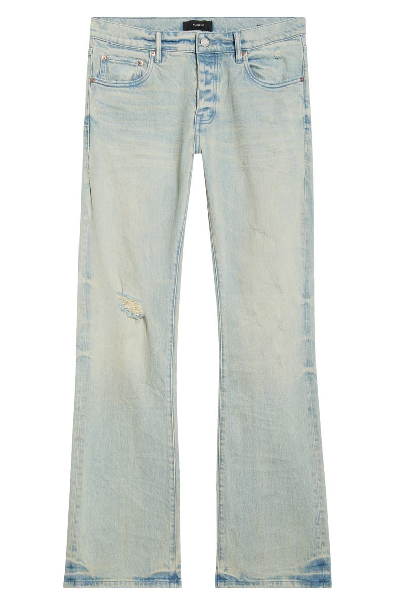 PURPLE BRAND Ripped Knee Blowout Flare Jeans, Alternate, color, Light Indigo