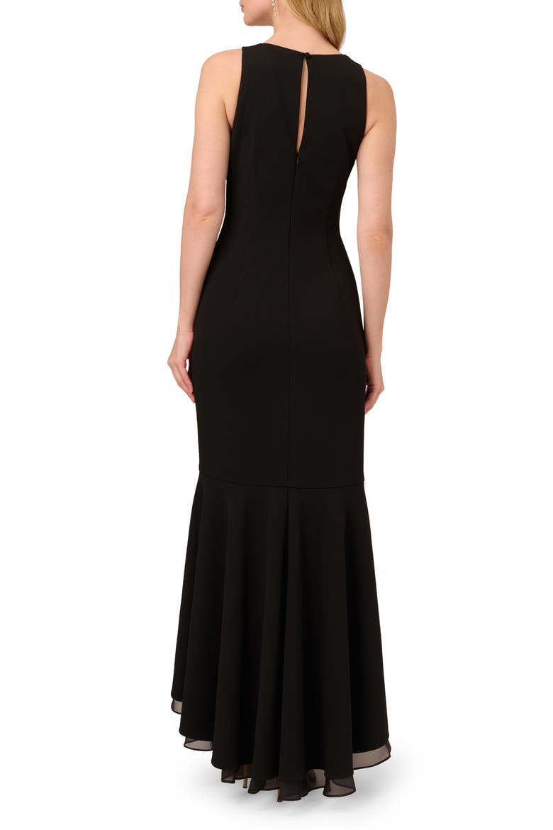 Ruffle Crepe High-Low Gown, Alternate, color, BLACK