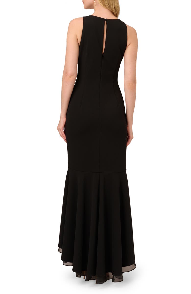 Adrianna Papell Ruffle Crepe Mermaid Gown, Alternate, color, Black