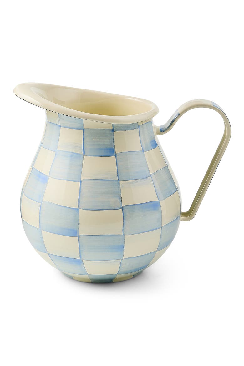 Sky Check Enameled Steel Pitcher, Main, color, SKY CHECK