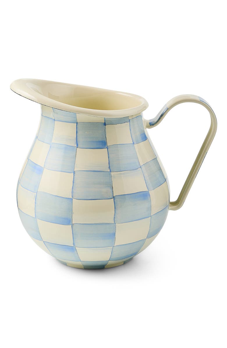 MACKENZIE CHILDS Sky Check Enameled Steel Pitcher, Main, color, Sky Check