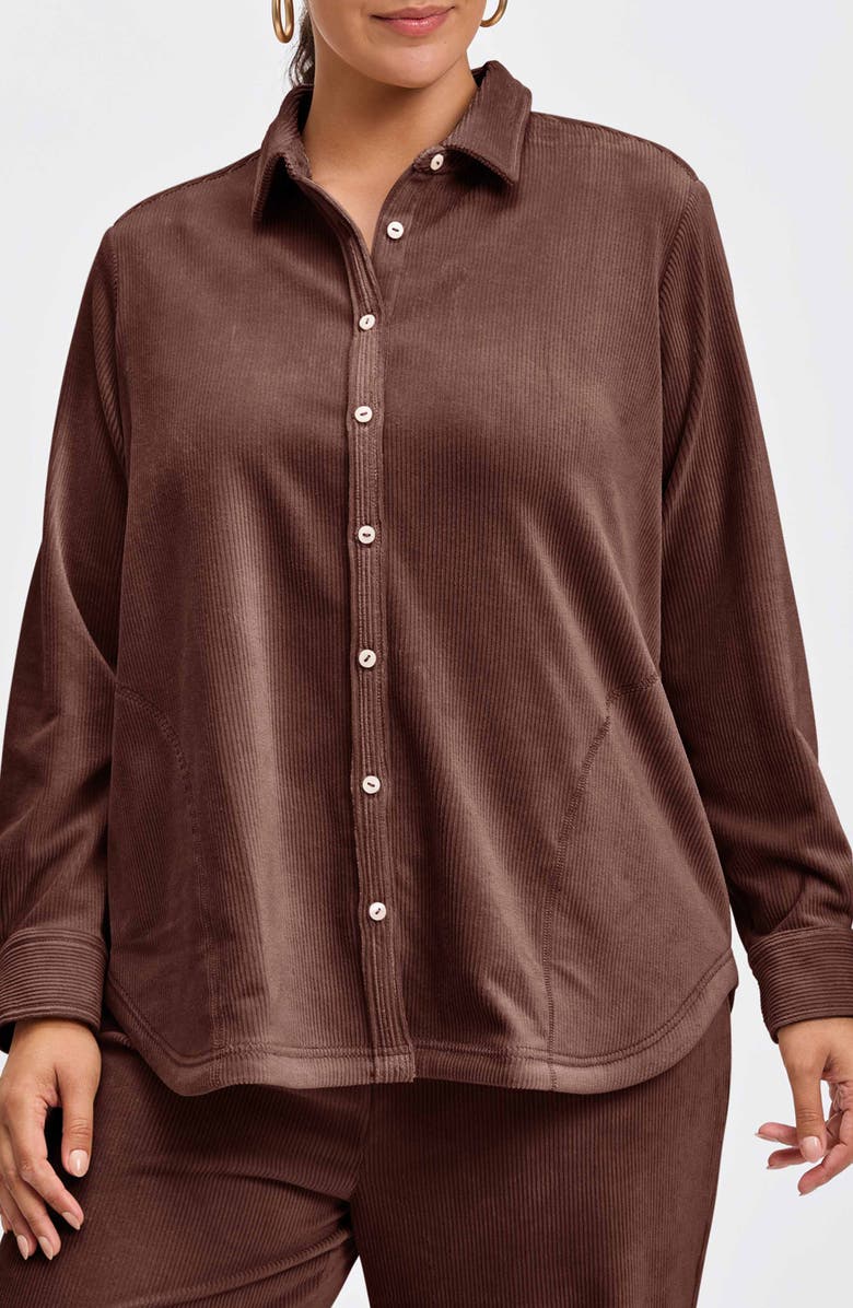 Foxcroft Maddy Plush Corduroy Button-Up Shirt, Main, color, 