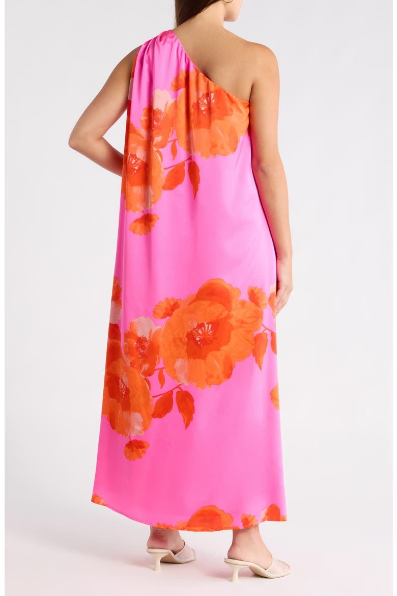 Glena Floral One Shoulder Maxi Dress, Alternate, color, PINK-ORANGE-MULTI
