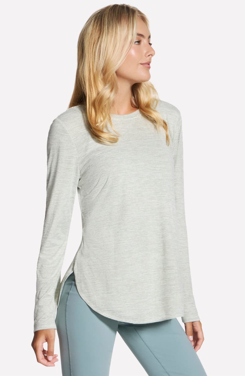 SKECHERS Godri Swift Stripe Long Sleeve Tee, Alternate, color, Agave/ Ice Stripe Swift Stripe