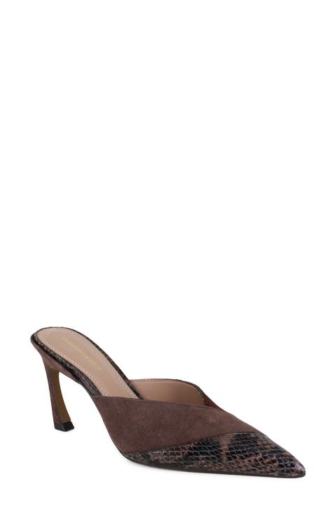 Ginna Snakeskin Embossed Mule