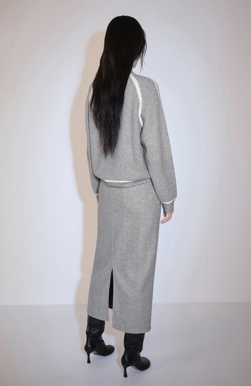 Mango Contrast Detail Turtleneck Sweater In Medium Heather Grey