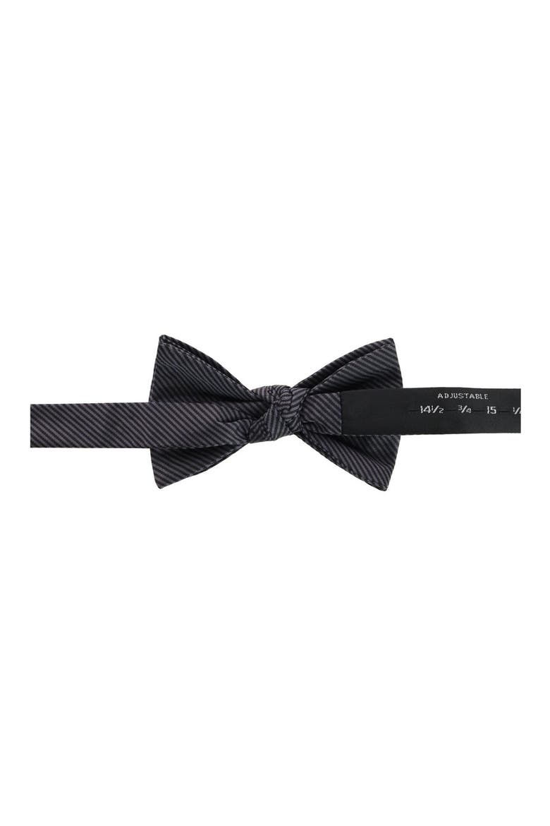 Leyton Stripe Pre-Tied Silk Bow Tie, Alternate, color, GRAPHITE