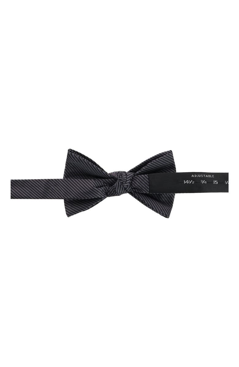 Trafalgar Leyton Stripe Pre-Tied Silk Bow Tie, Alternate, color, Graphite
