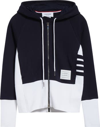 【THOM BROWNE】Engineered 4 Bar Color Block Zip-Up Hoodie Thom Browne 4-Bar Colorblock French Terry Zip Hoodie | Nordstrom