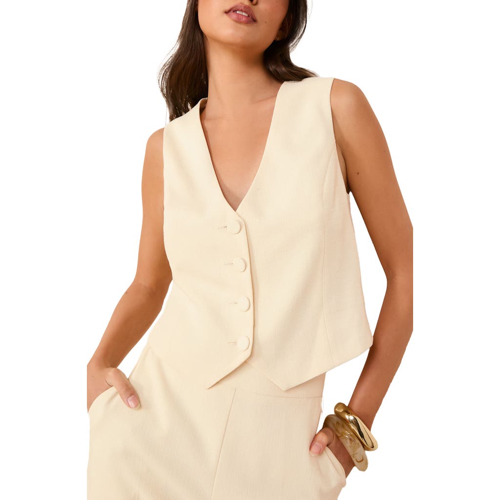 Friends Like These Crosshatch Textured Vest in Cream  product