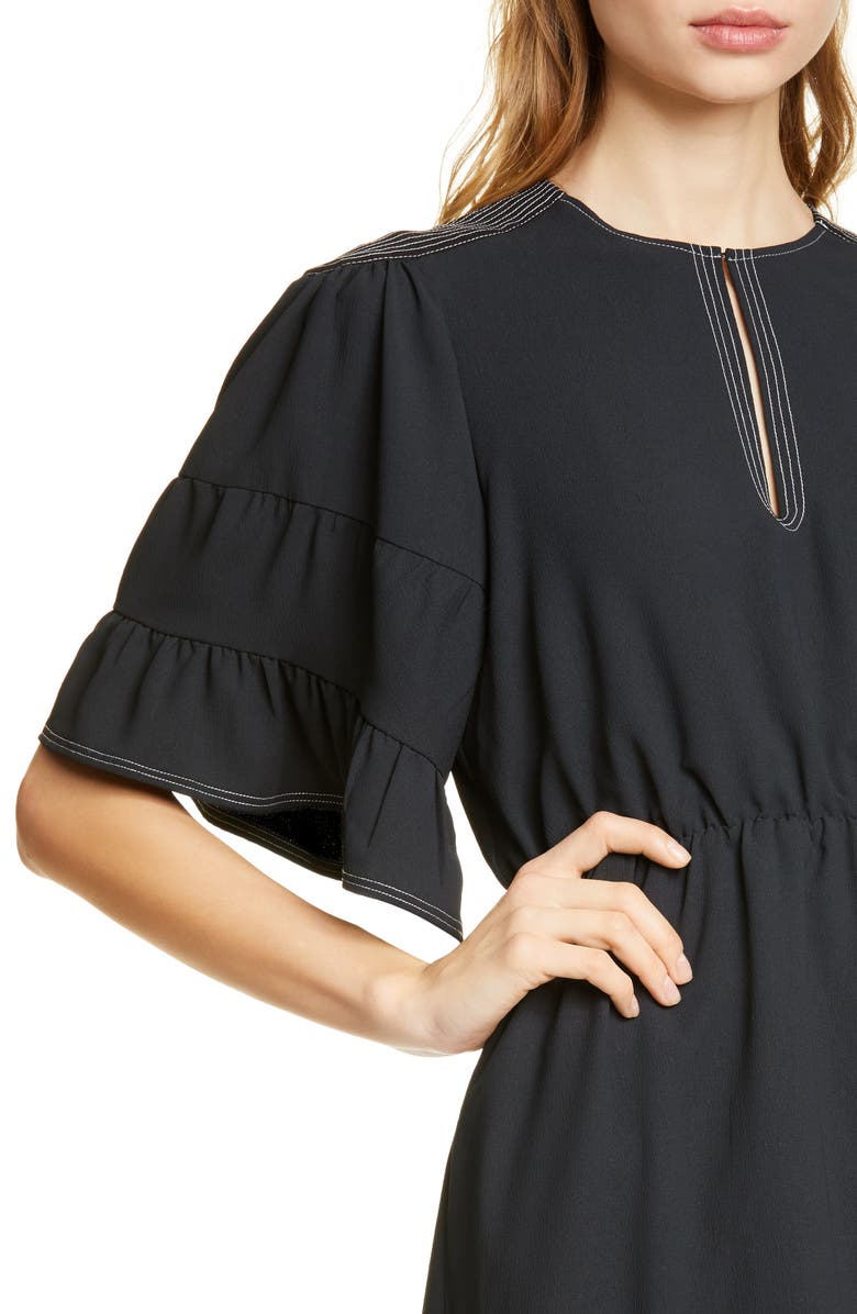 Joie Tersea Topstitch Detail Ruffle Hem Dress, Alternate, color,