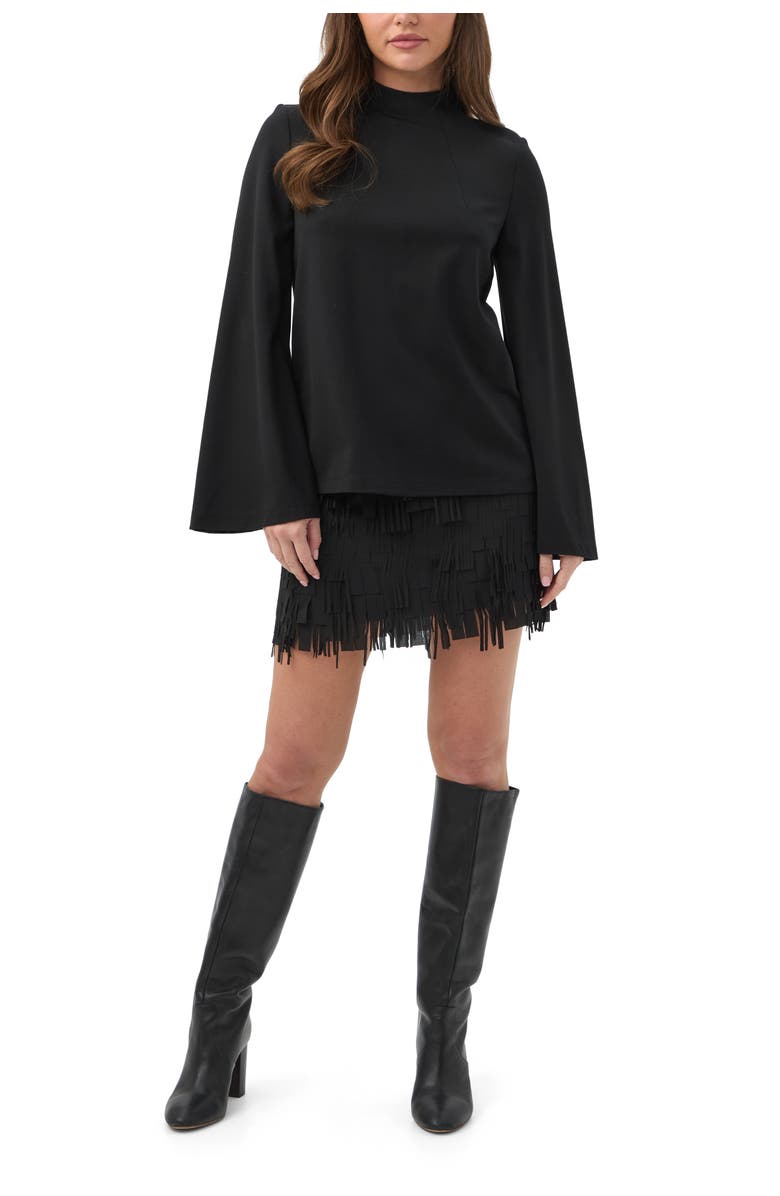 Trina Turk Duma High Neck Ponte Top, Alternate, color, Black