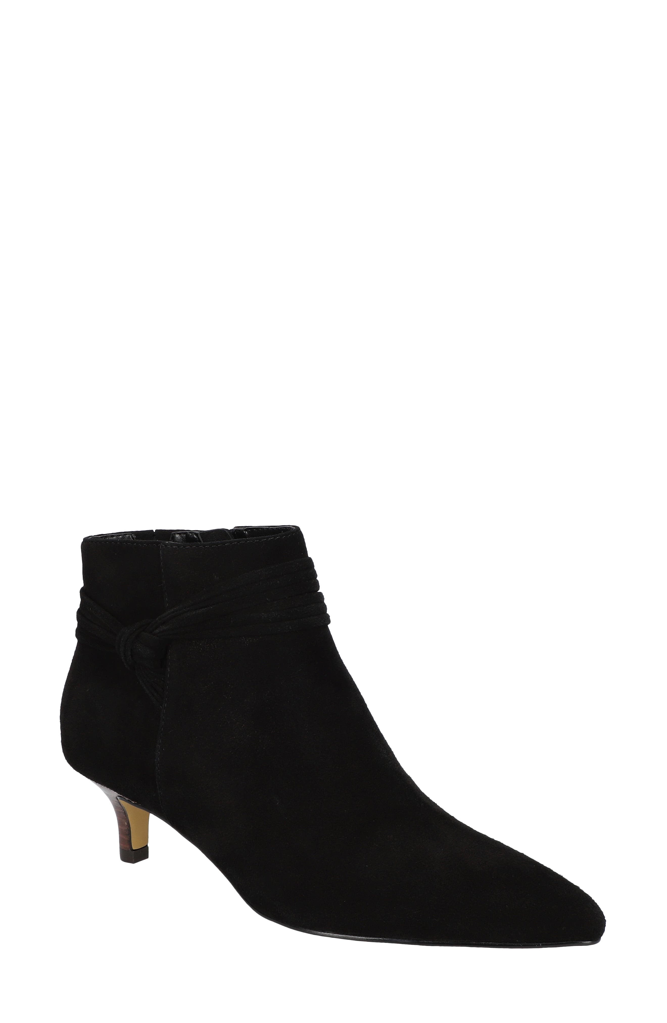 Bella Vita Jani Pointed Toe Bootie, Main, color, Black Kidsuede Leather