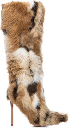 Upsetter Pointed Toe Faux Fur Knee High Boot