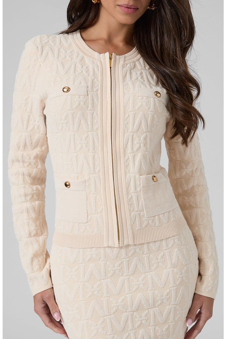 Naliya Logo Zip Cardigan, Main, color, OPEN WHITE