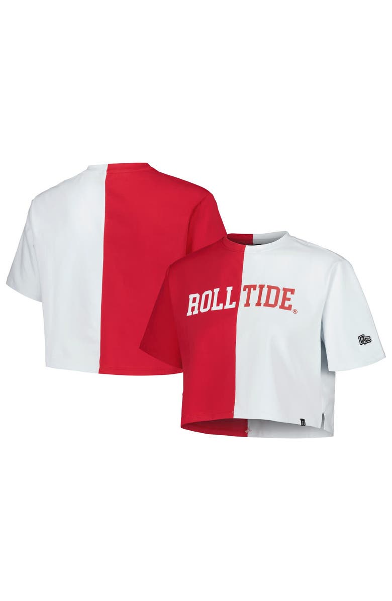 Hype and Vice Women's Hype and Vice Crimson/White Alabama Crimson Tide Color Block Brandy Cropped T-Shirt, Alternate, color, 