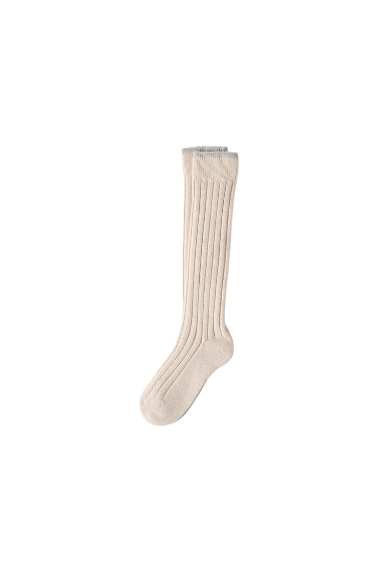 Cashmere chiné rib knit socks, Alternate, color, Sand