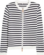 Lafayette 148 New York Stripe Cotton & Silk Zip Cardigan