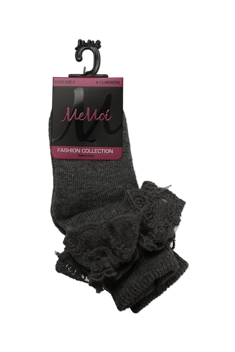 Infant Layered-Lace Ankle Sock, Alternate, color, Light Gray