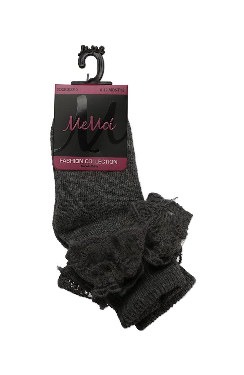 MeMoi Infant Layered-Lace Ankle Sock, Alternate, color, Light Gray