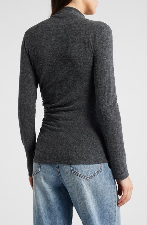 Rails Joelle Ruched Funnel Neck Top In Charcoal