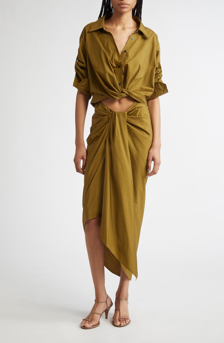 A.L.C. Rhodes Cotton Pleated Waist Asymmetric Skirt, Alternate, color,