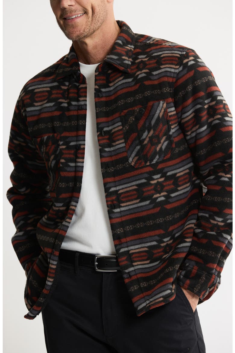 Geometric Jacquard Faux Shearling Lined Jacket, Alternate, color, BLACK MULTI