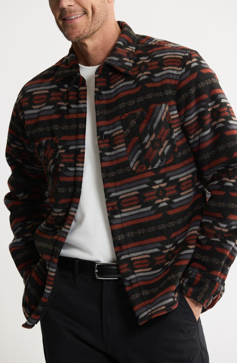 JACHS Geometric Jacquard Faux Shearling Lined Jacket, Alternate, color, Black Multi