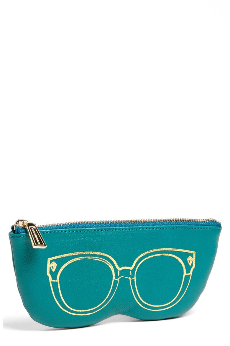 Leather Sunglasses Case, Main, color, AZURE