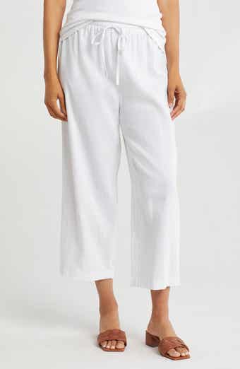 DKNY Drawstring Waist Linen Blend Pants