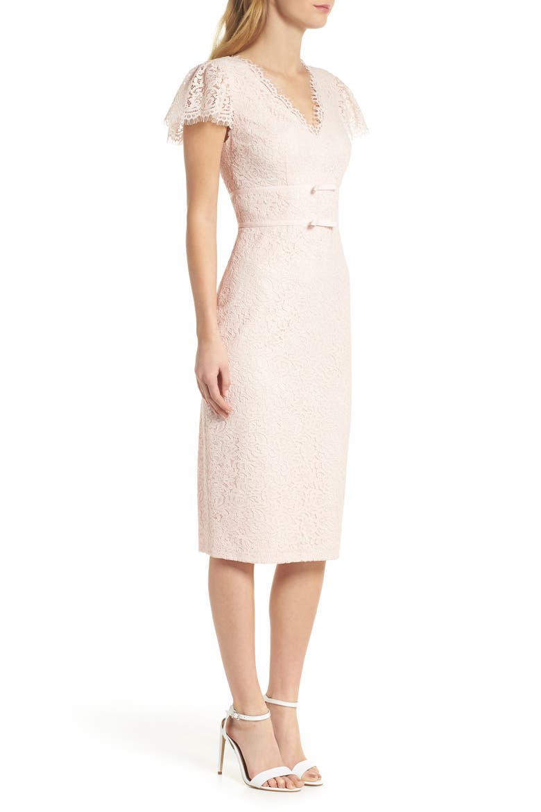Ginger Rosebud Lace Sheath Dress, Alternate, color, BLUSH