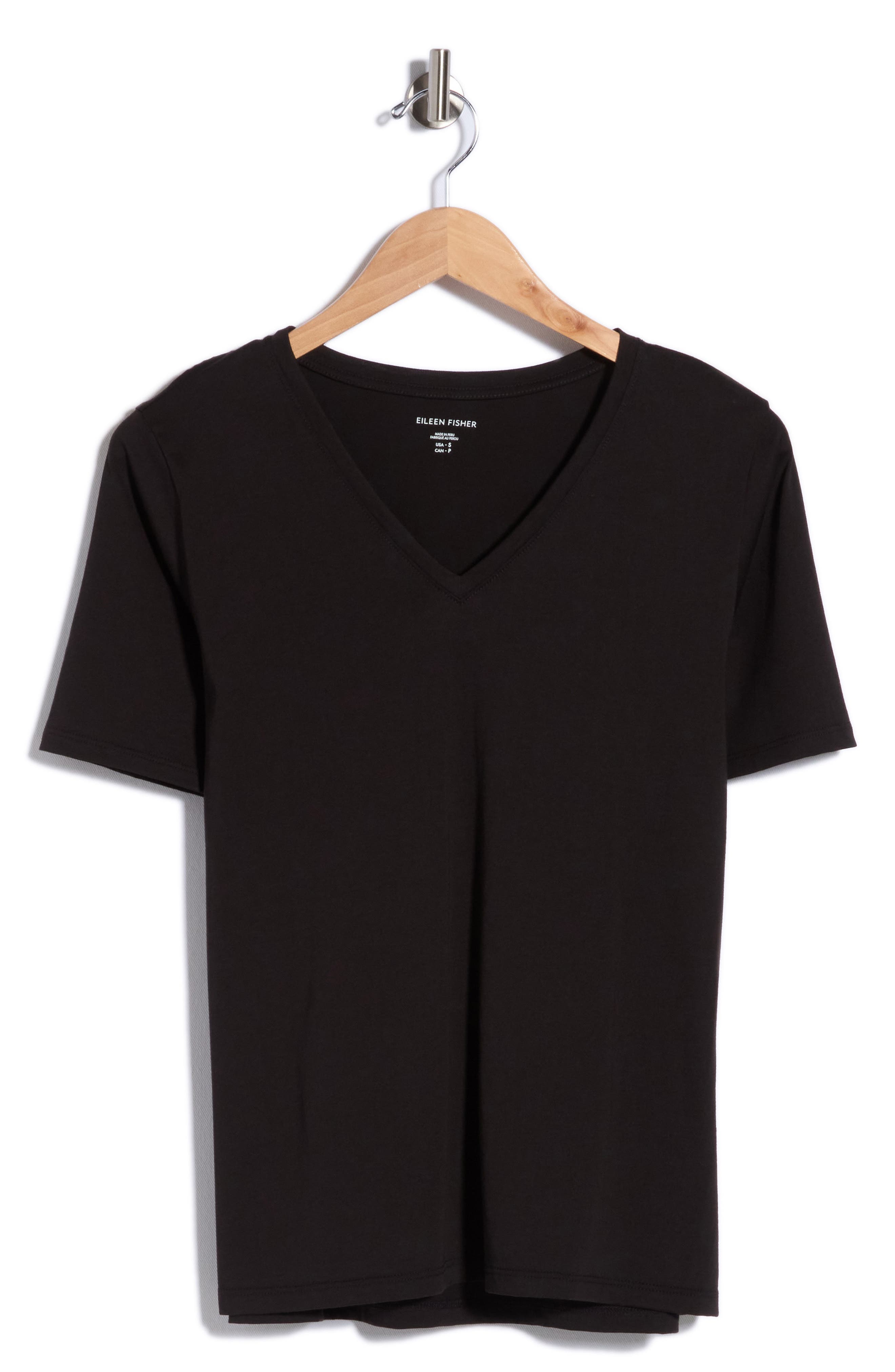 Eileen Fisher V-Neck Organic Cotton Knit T-Shirt