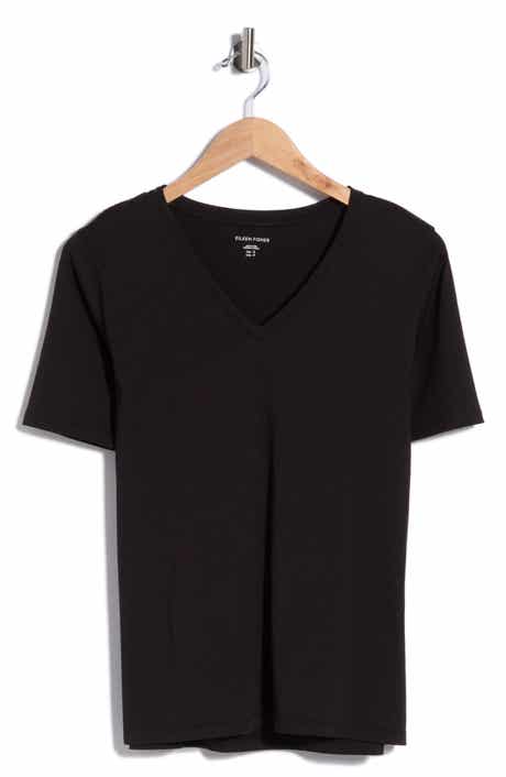 Eileen Fisher V-Neck Organic Cotton Knit T-Shirt