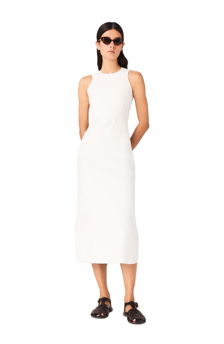 maje Beaded embroidered floral dress, Main, color, White