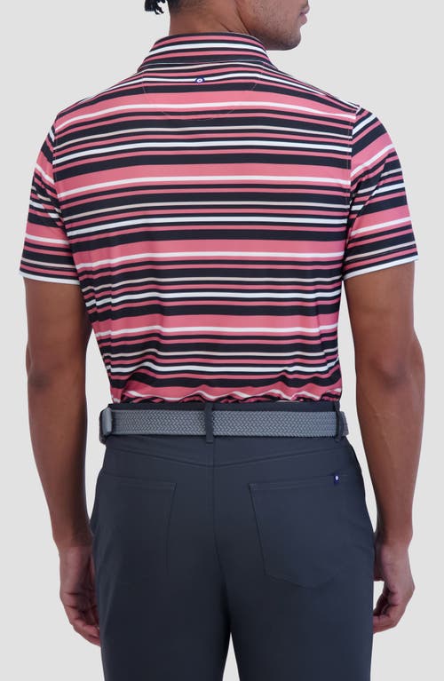 Ben Sherman Stripe Print Stretch Tech Polo In Pink