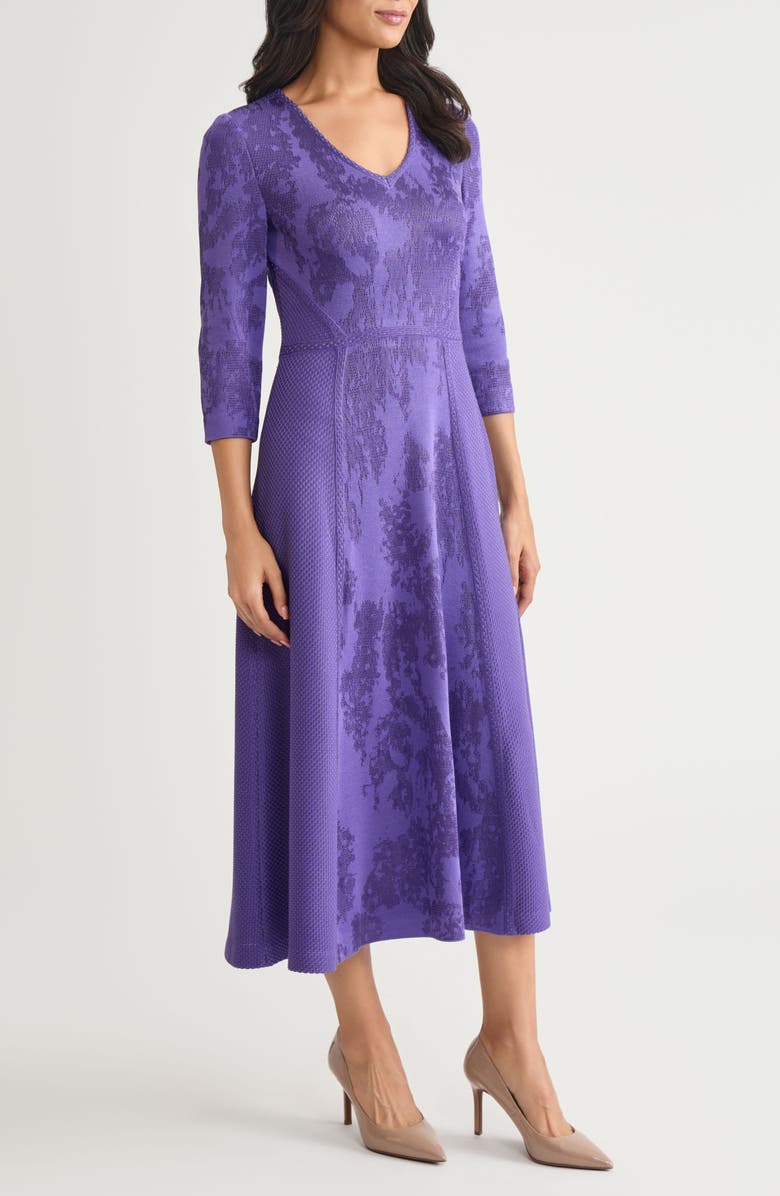 Misook Tonal Jacquard A-Line Knit Maxi Dress, Alternate, color, Concord Purple