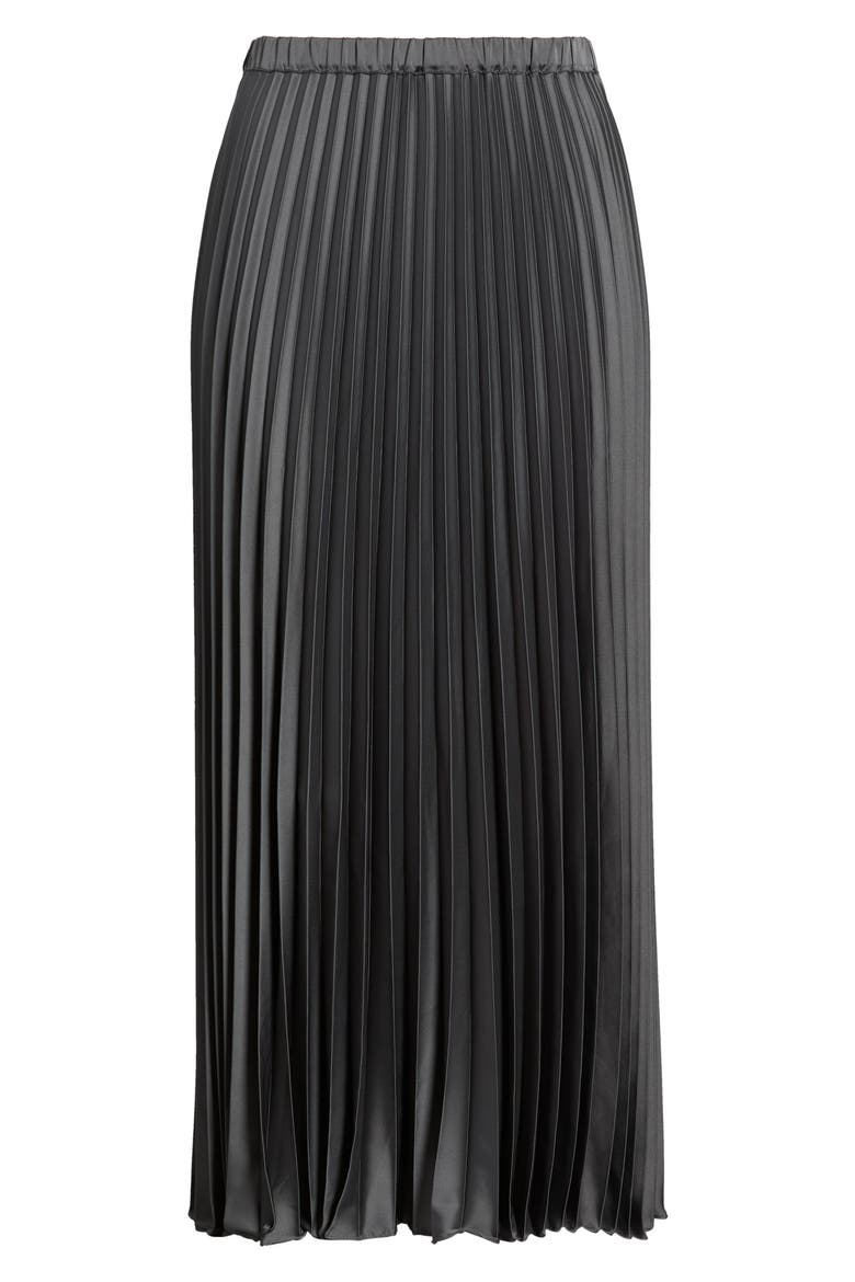 Emmastrake Stretch Satin Pleated Skirt, Main, color, SLATE GREY