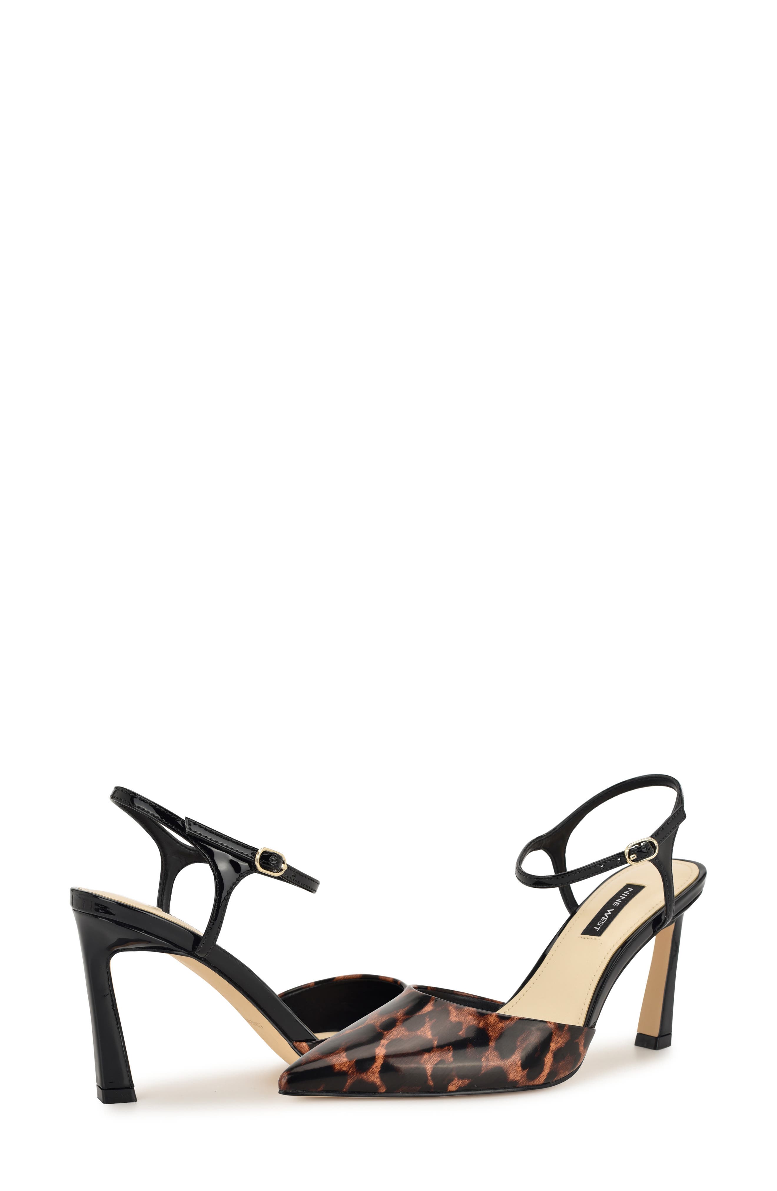 Nine West Dres Ankle Strap Pointed Toe Pump, Alternate, color, Dark Brown