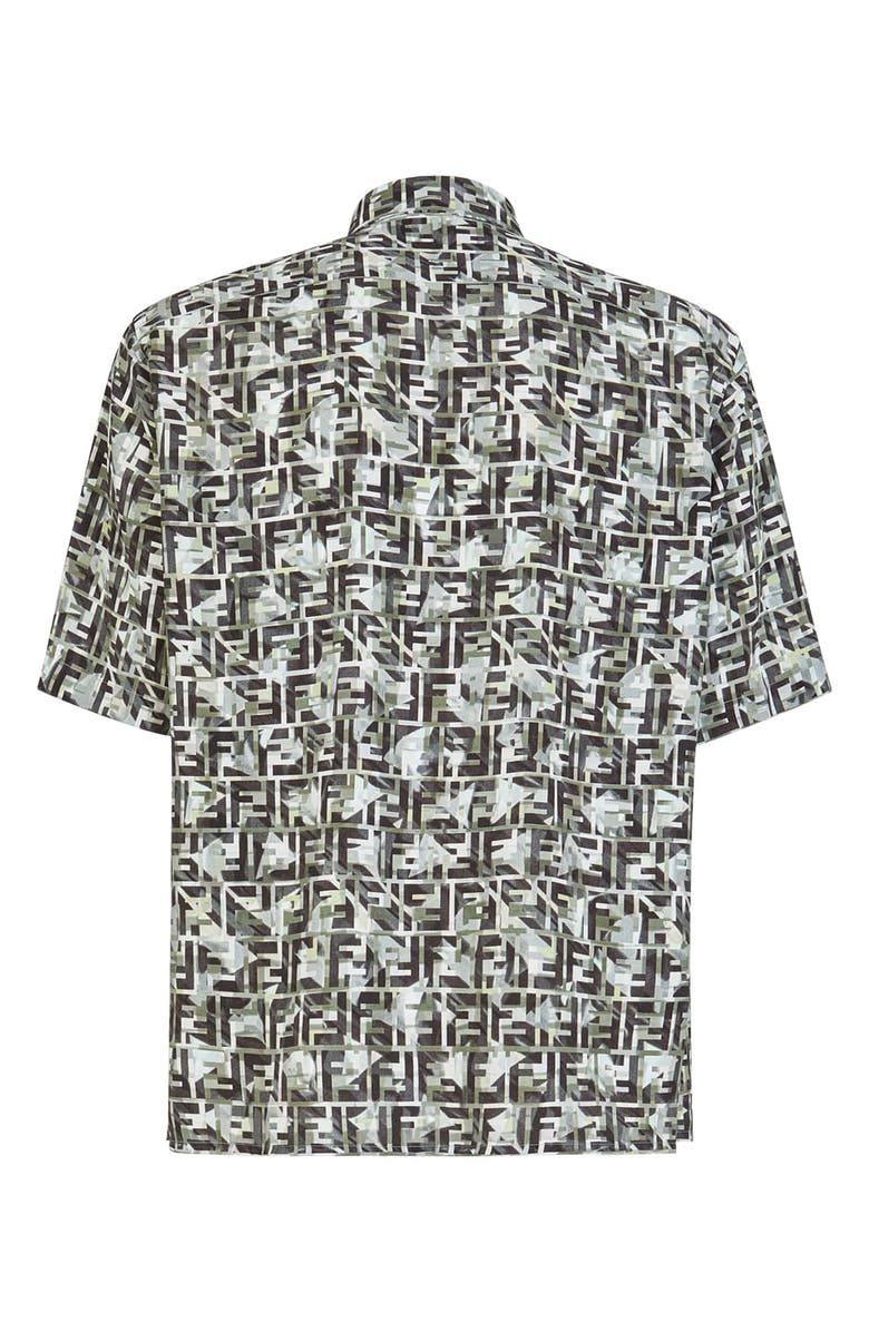 Fendi Camouflage FF Print Short Sleeve Button-Up Shirt, Alternate, color, 