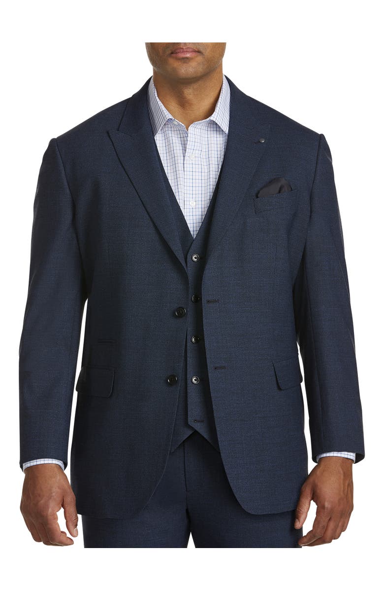 Synrgy by DXL Jacket-Relaxer Performance Mélange Suit Jacket, Alternate, color, Blue