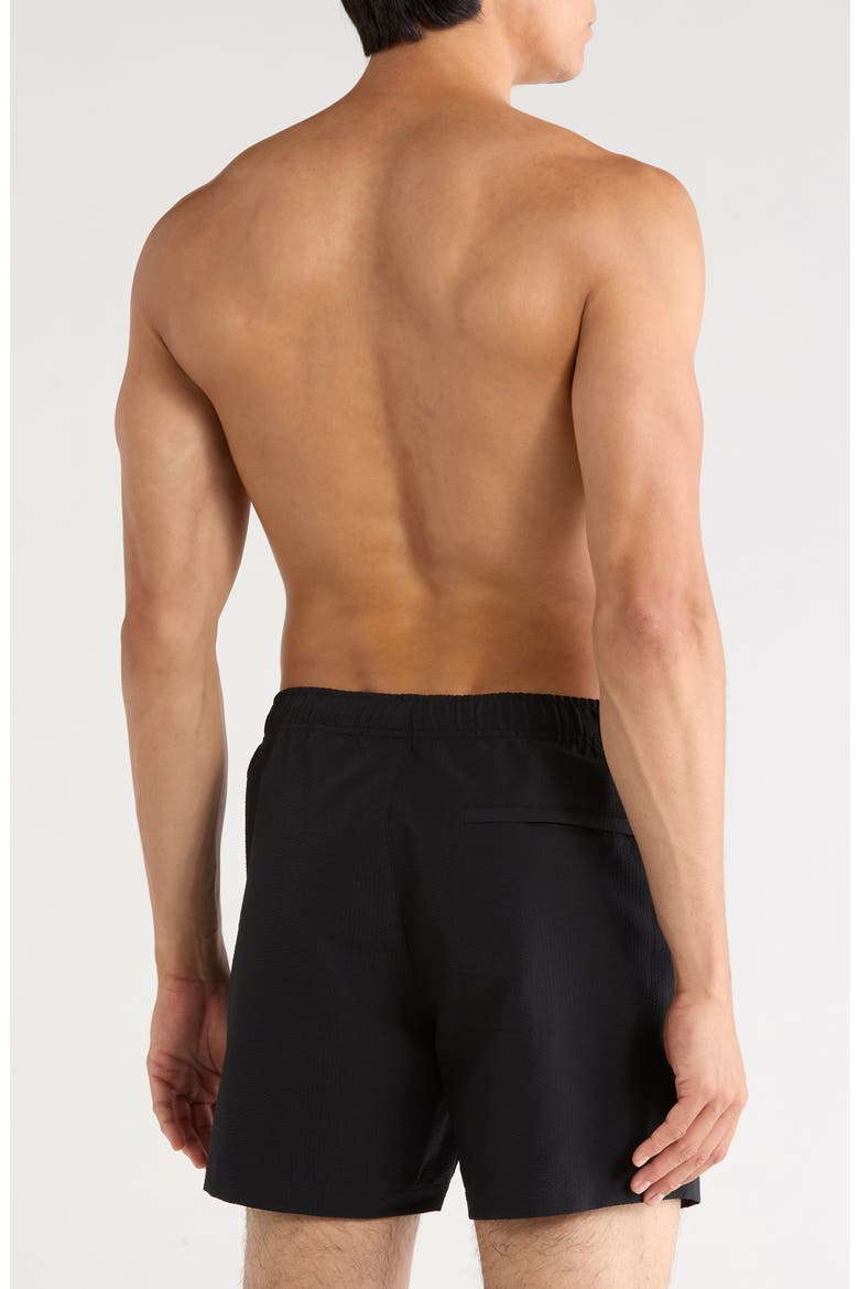 Jace Seersucker Swim Trunks, Alternate, color, BLACK