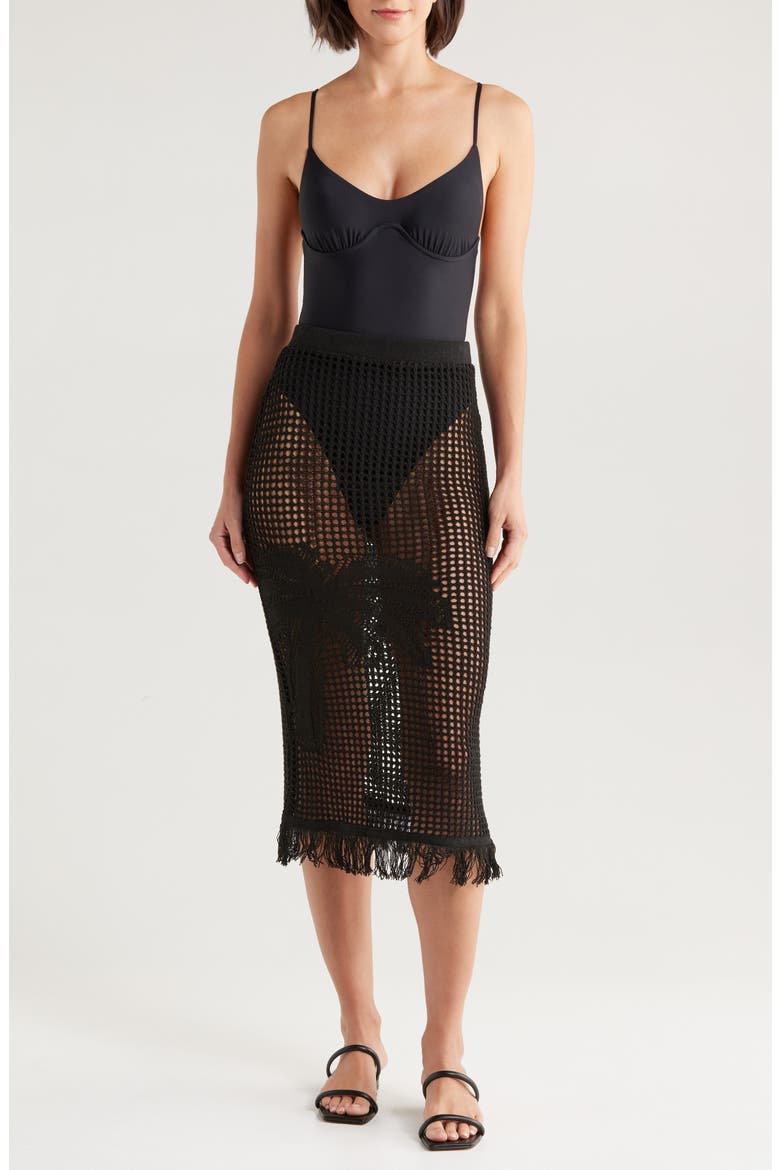 Ginger Garden Tano Sheer Cover-Up Skirt, Main, color, BLACK