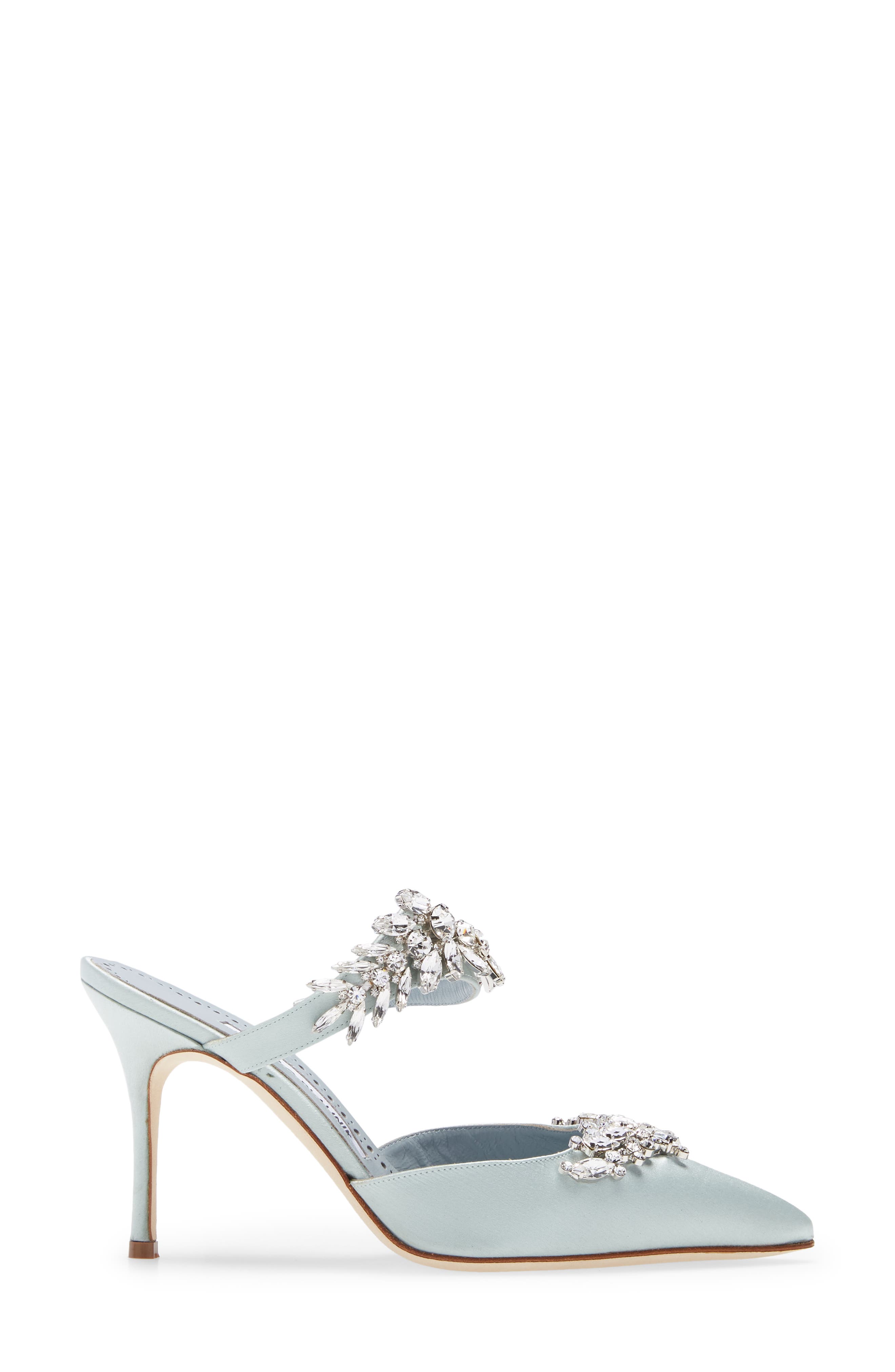Manolo Blahnik Lurum Crystal Leaf Pointed Toe Mule, Alternate, color, 