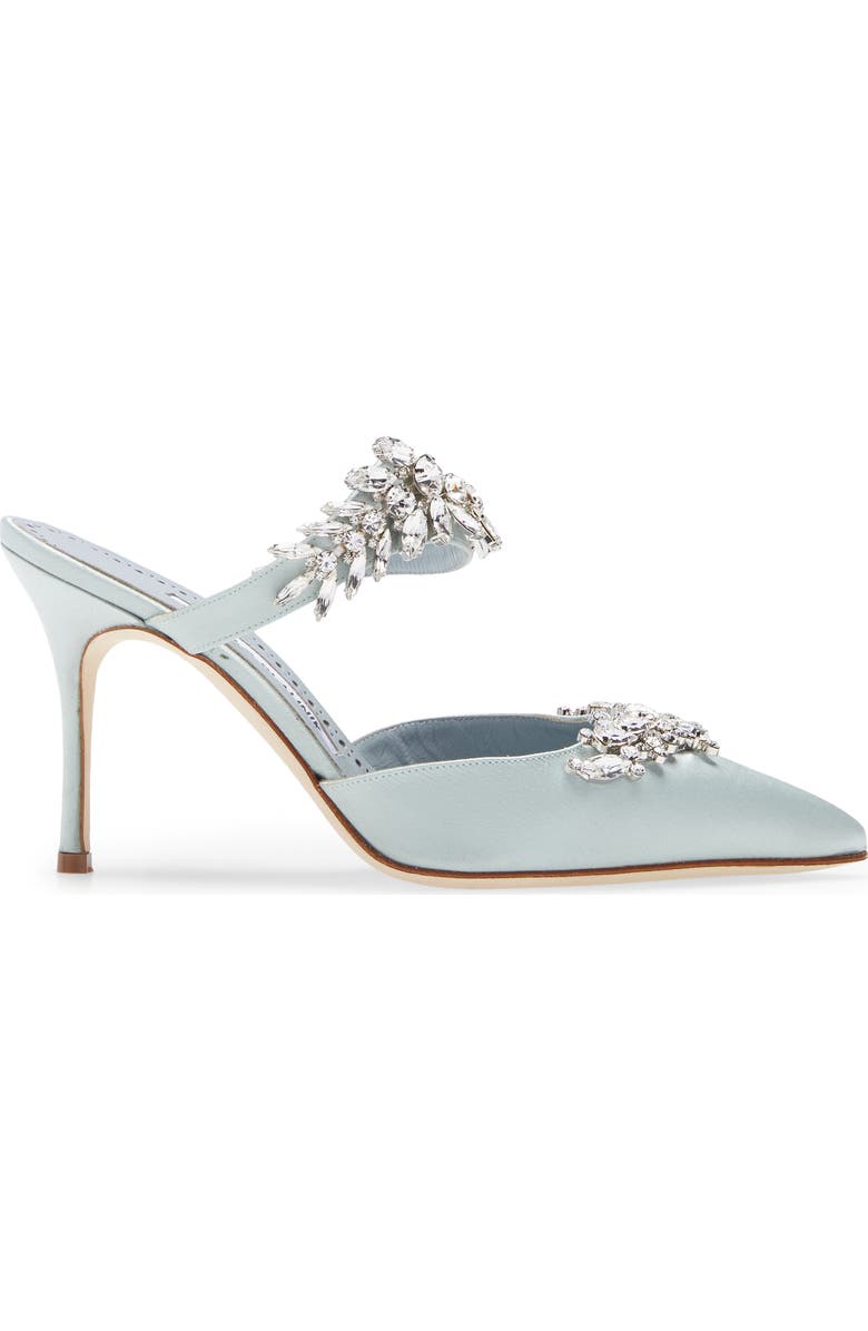 Manolo Blahnik Lurum Crystal Leaf Pointed Toe Mule, Alternate, color,