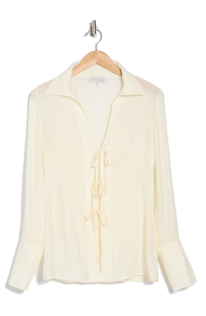 WAYF Tie Front Long Sleeve Top, Alternate, color,