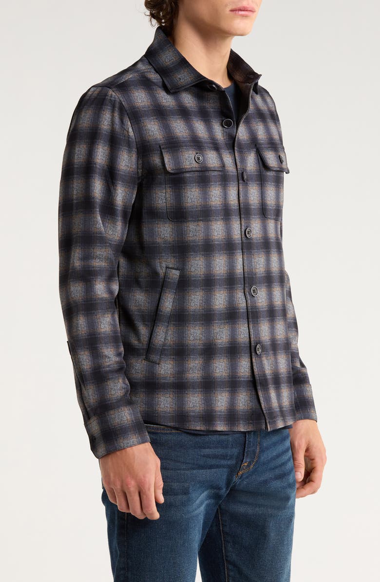 Robert Barakett Kaleb Plaid Overshirt, Alternate, color, Navy