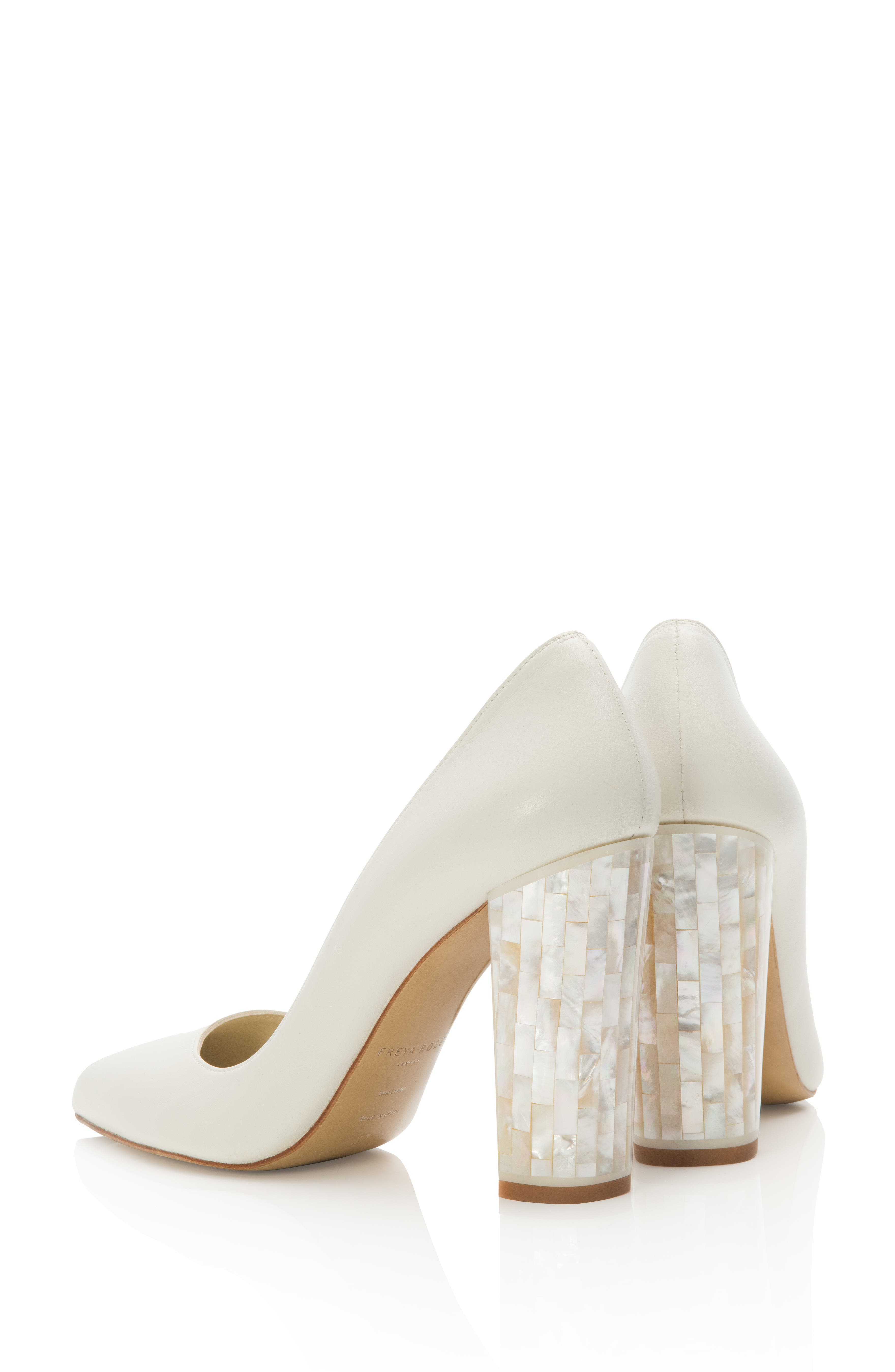 Freya Rose Camille Pointed Toe Pearl Heel Pump, Alternate, color, Ivory