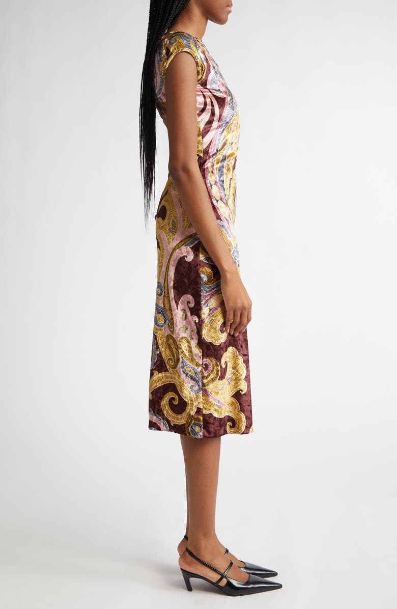 Etro Paisley Print Cap Sleeve Chenille Dress, Alternate, color,