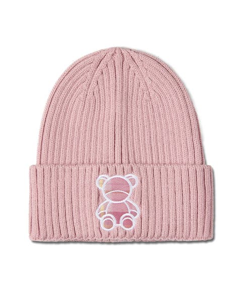 Plaid Bear Ribbed Embroidered Beanie (Toddler, Little Kid & Big Kid)